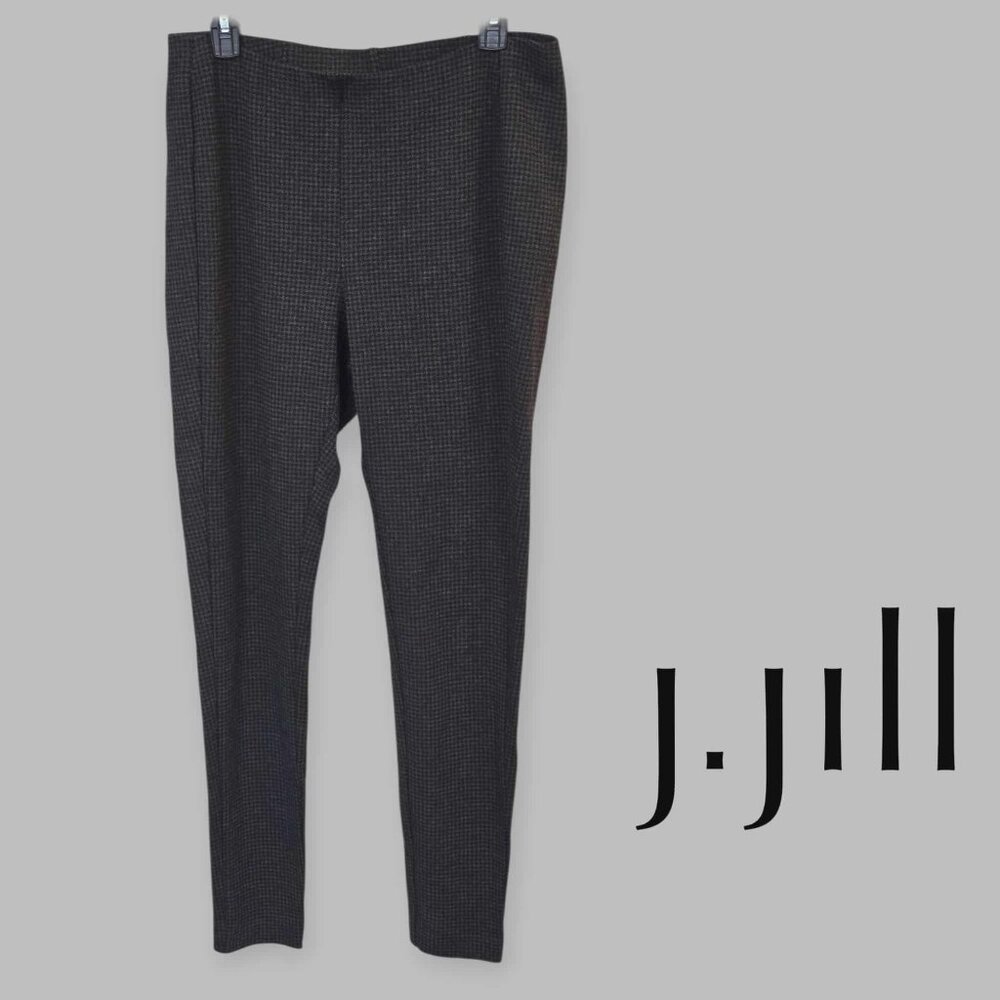 J. Jill Ponte Houndstooth Dark Gray Leggings Ankle Pants Womens 32 x30